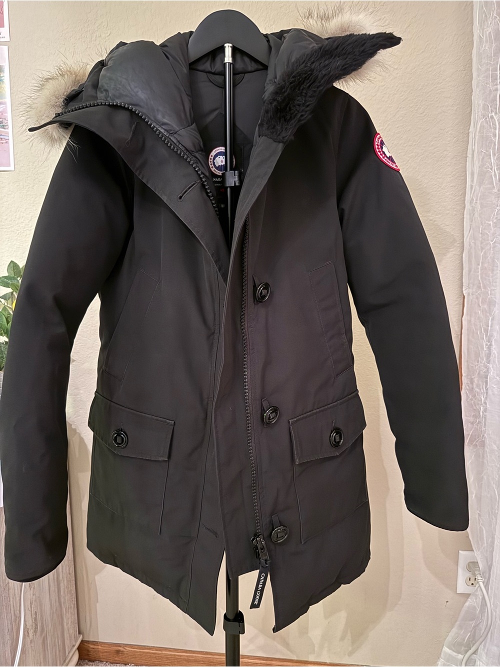 Canada Goose Black Brontë Parka with Fur-Trim Hood